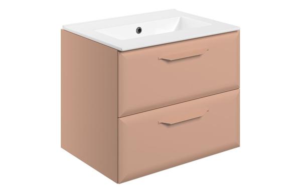 Stafford 615mm Wall Hung 2 Drawer Basin Unit w/0TH Basin - Matt Apricot